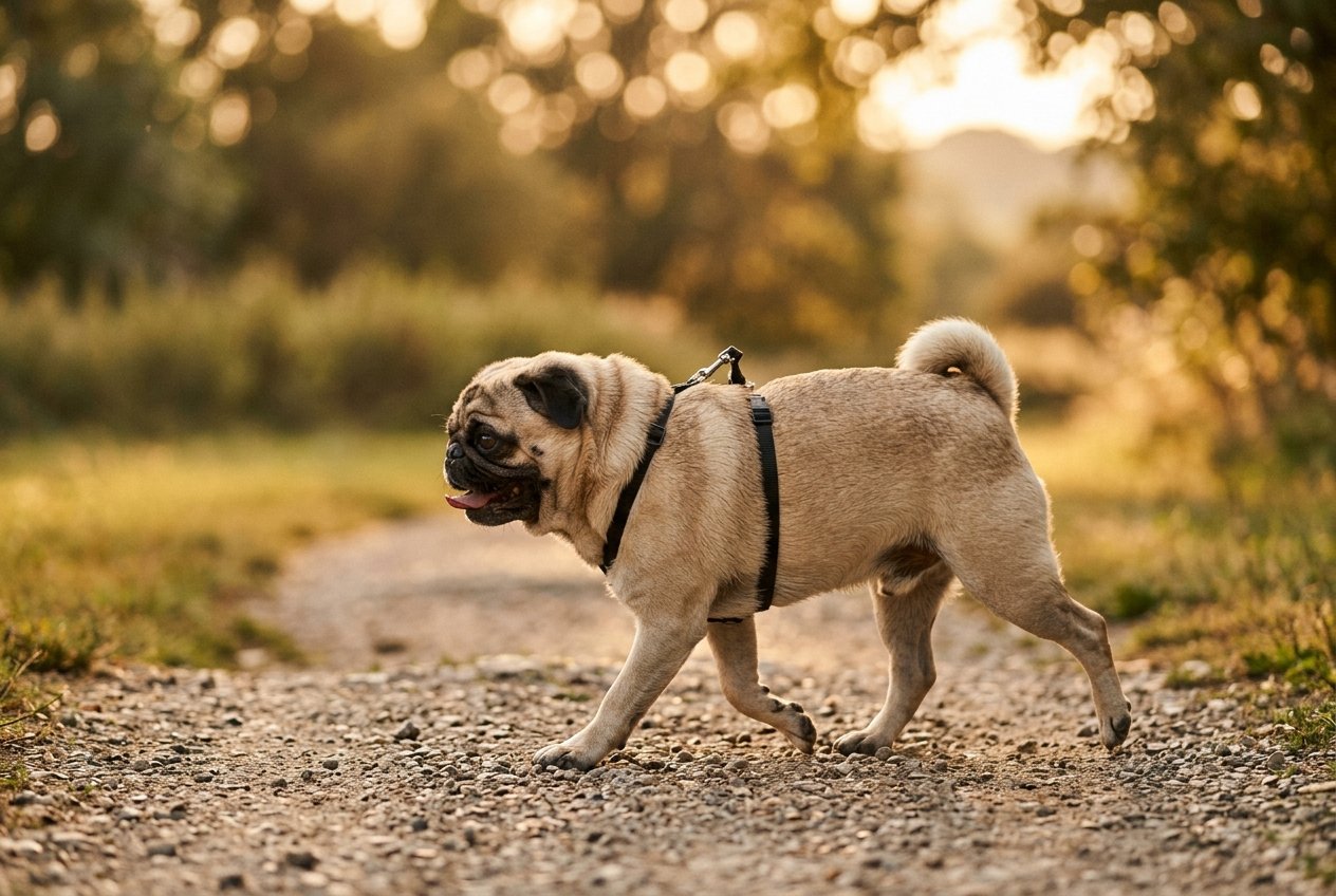 A pug out for a walk